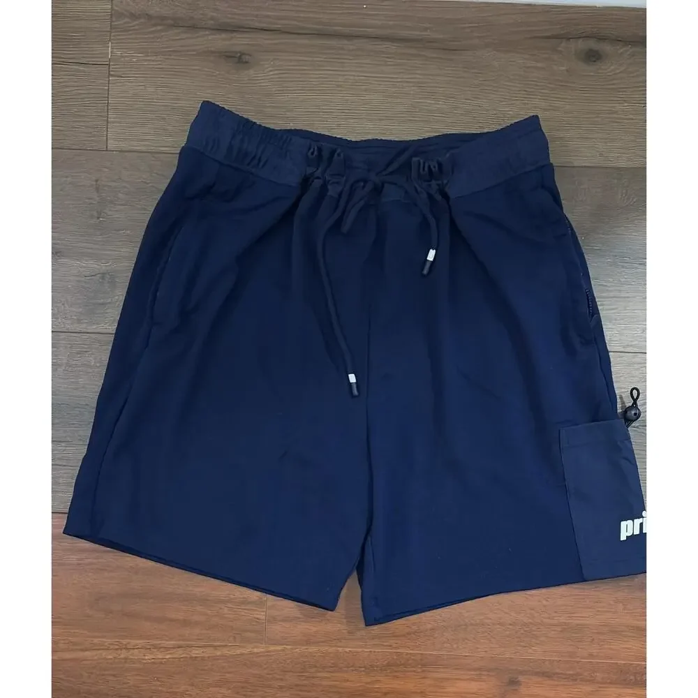 Prince Pickleball Men's Navy Blue Athletic Shorts Large Cargo Pocket Drawstring
